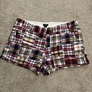 J.Crew CityFit Plaid Patchwork Cotton Shorts